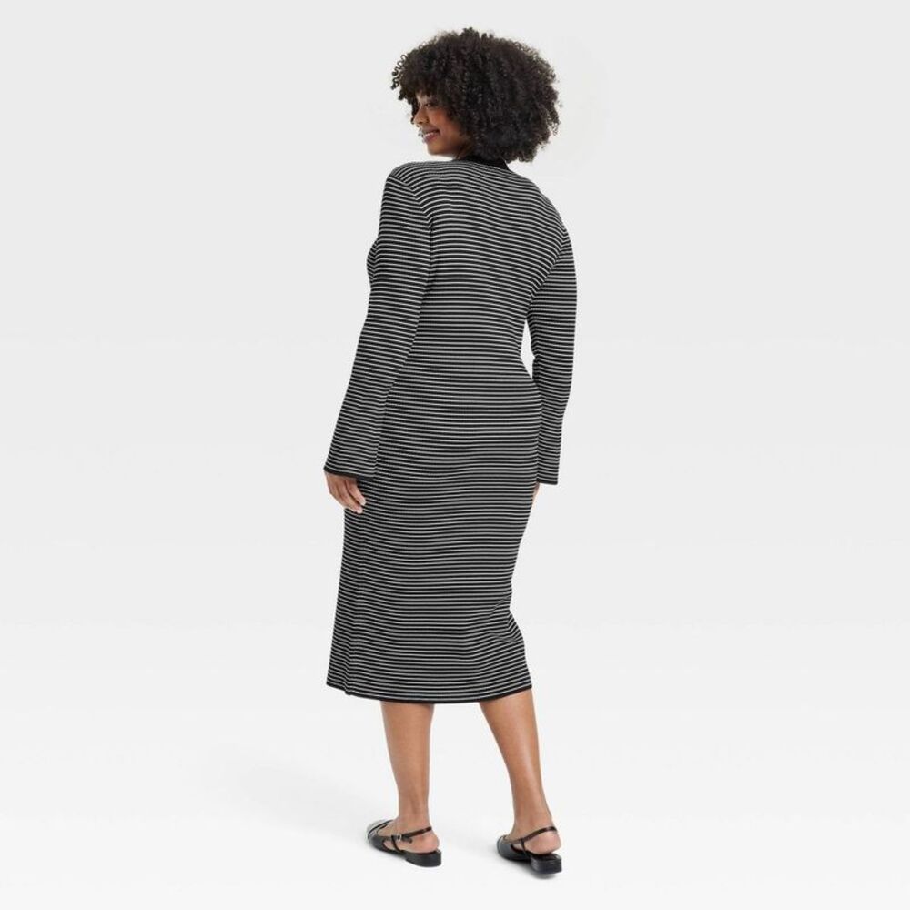 A New Day - Women's Bell Long Sleeve Midi Sweater Dress - A Ne Black - Picture 2 of 4